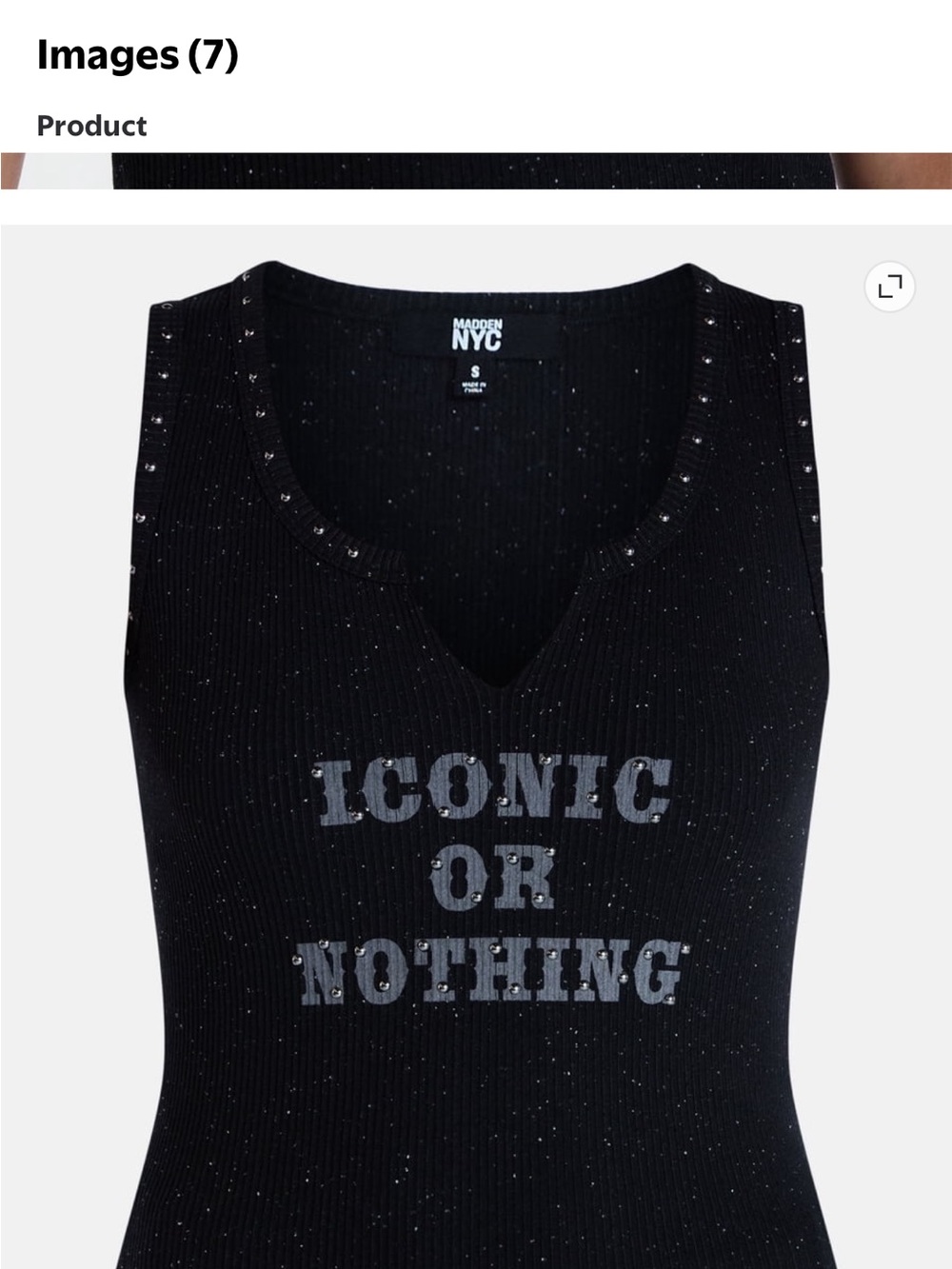 Madden NYC Black 'Iconic or Nothing' Ribbed Tank Top
